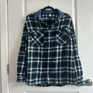 H&M plaid denim button down